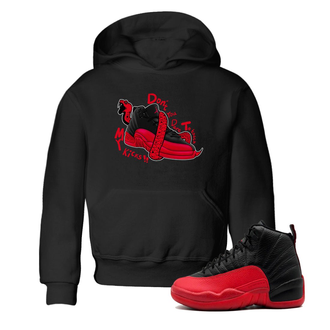 12s Flu Game shirts to match jordans Don't Touch My Kicks sneaker match tees Air Jordan 12 Retro Flu Game match shoes to clothes SNRT Sneaker Tees Youth Baby Black 1 tee