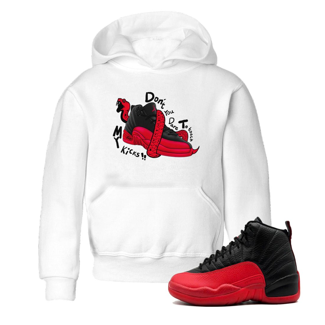 12s Flu Game shirts to match jordans Don't Touch My Kicks sneaker match tees Air Jordan 12 Retro Flu Game match shoes to clothes SNRT Sneaker Tees Youth Baby White 1 tee