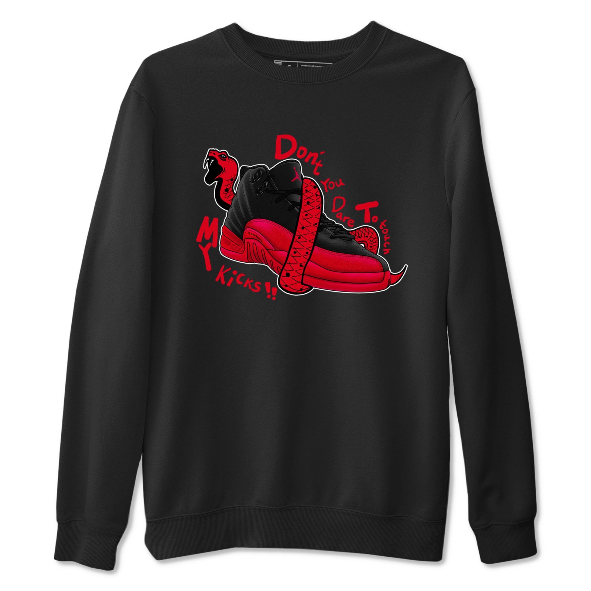 12s Flu Game shirts to match jordans Don't Touch My Kicks sneaker match tees Air Jordan 12 Retro Flu Game match shoes to clothes SNRT Sneaker Tees unisex cotton Black 2 shirts