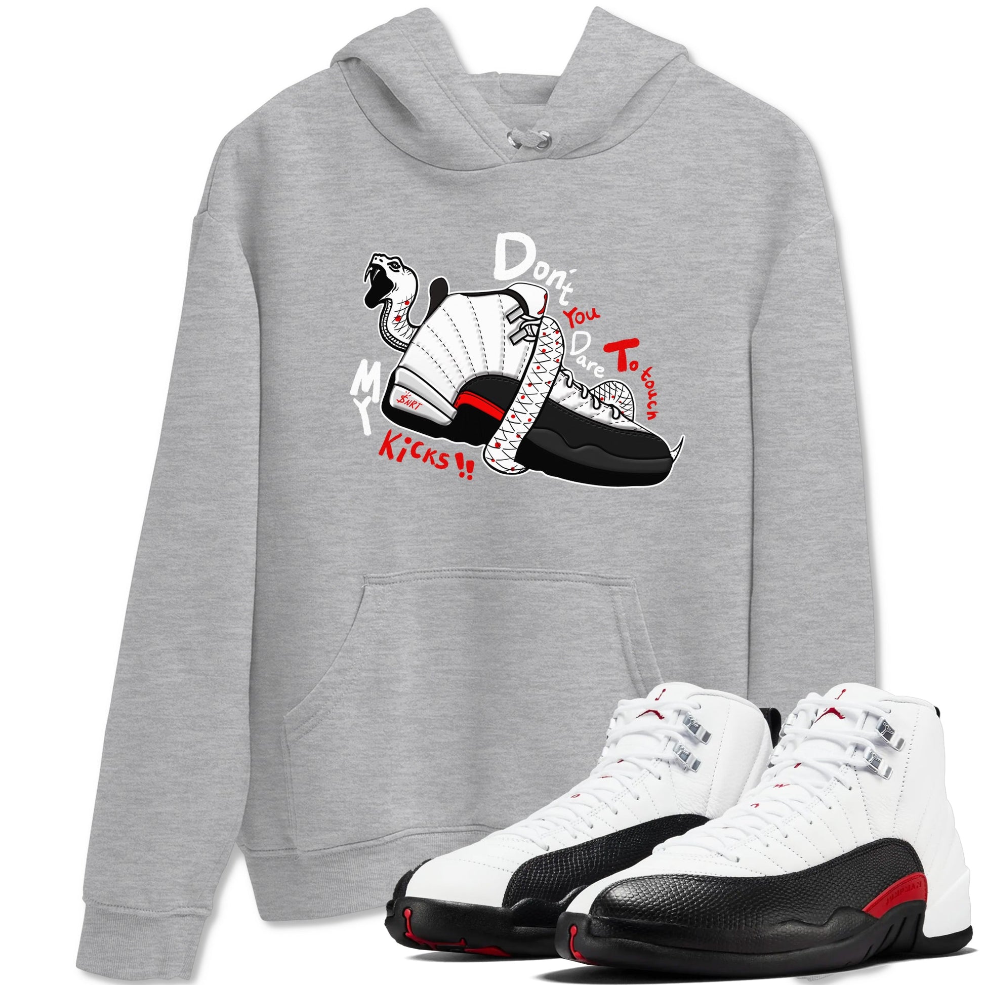 Air Jordan 12 Red Taxi shirts to match jordans Don't Touch My Kicks sneaker match tees 12s Red Taxi SNRT sneaker release Tees unisex cotton Heather Grey 1 crew neck shirt