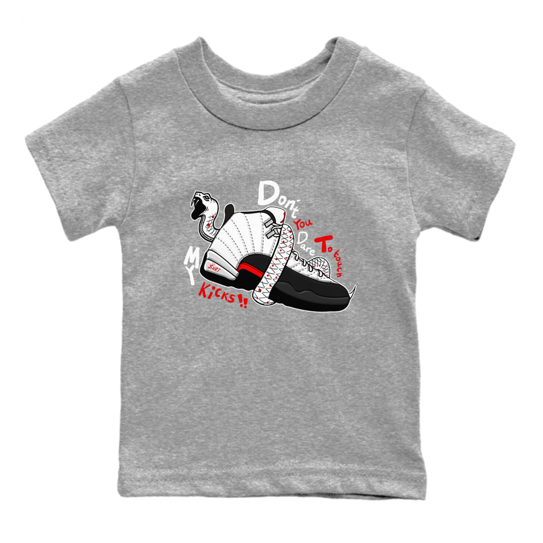 Air Jordan 12 Red Taxi shirts to match jordans Don't Touch My Kicks sneaker match tees 12s Red Taxi SNRT sneaker release tees baby toddler Heather Grey 2 cotton Shirt