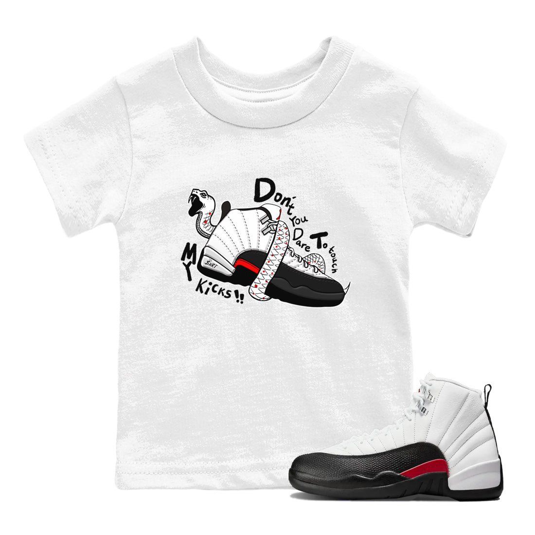 Air Jordan 12 Red Taxi shirts to match jordans Don't Touch My Kicks sneaker match tees 12s Red Taxi SNRT sneaker release tees baby toddler White 1 cotton Shirt
