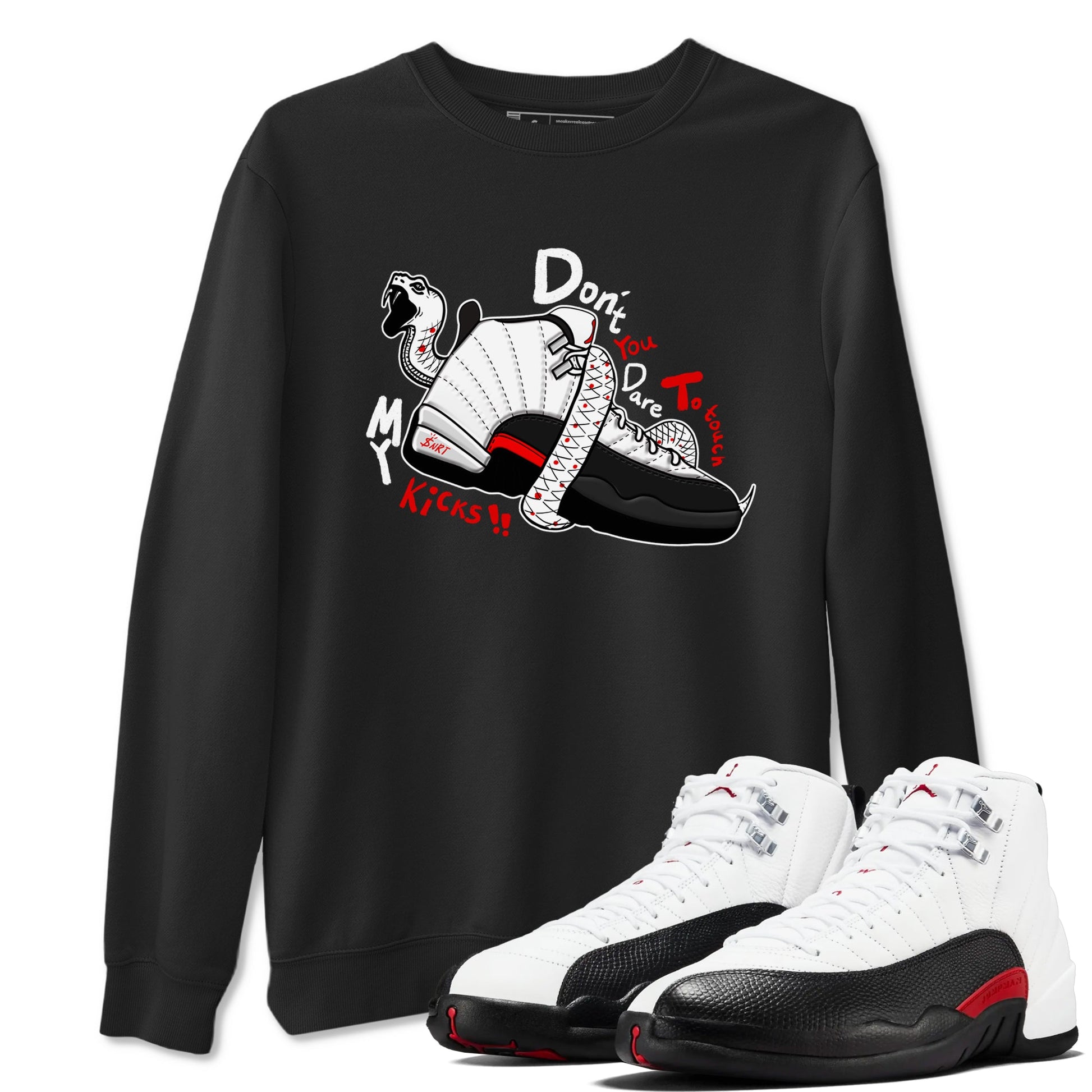 Air Jordan 12 Red Taxi shirts to match jordans Don't Touch My Kicks sneaker match tees 12s Red Taxi SNRT sneaker release Tees unisex cotton Black 1 crew neck shirt