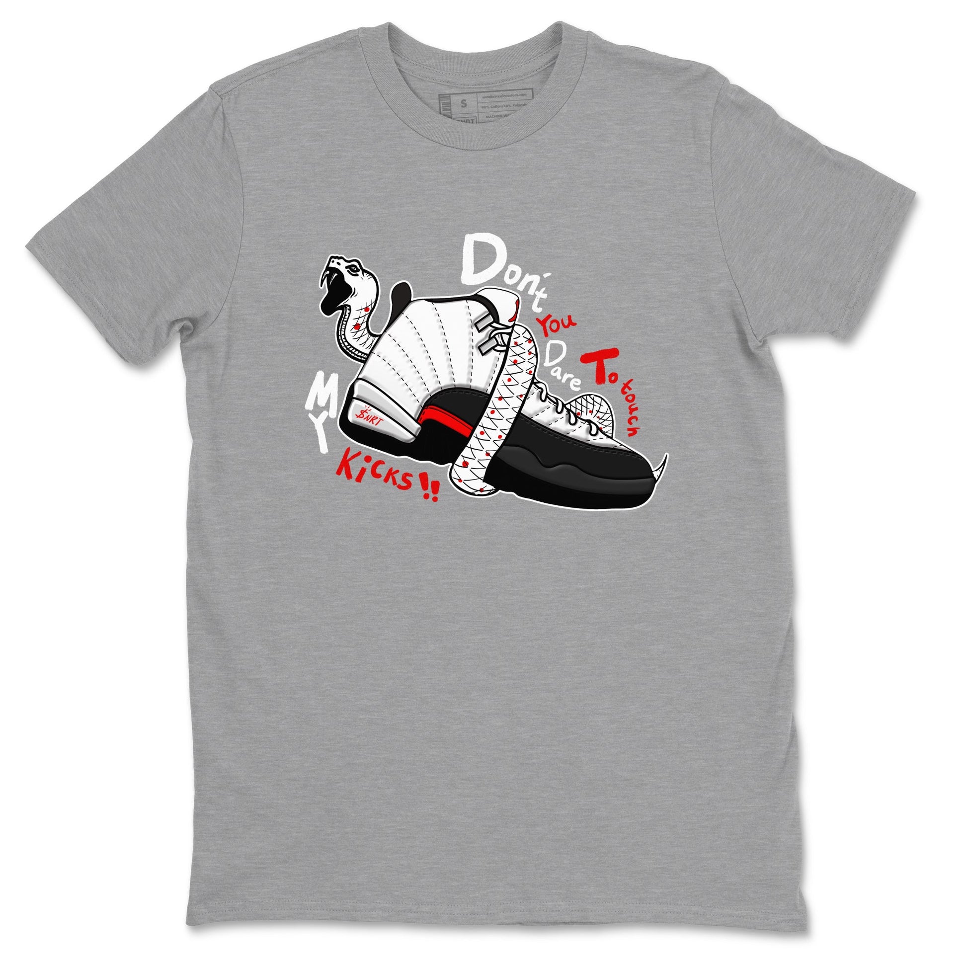 Air Jordan 12 Red Taxi shirts to match jordans Don't Touch My Kicks sneaker match tees 12s Red Taxi SNRT sneaker release Tees unisex cotton Heather Grey 2 crew neck shirt