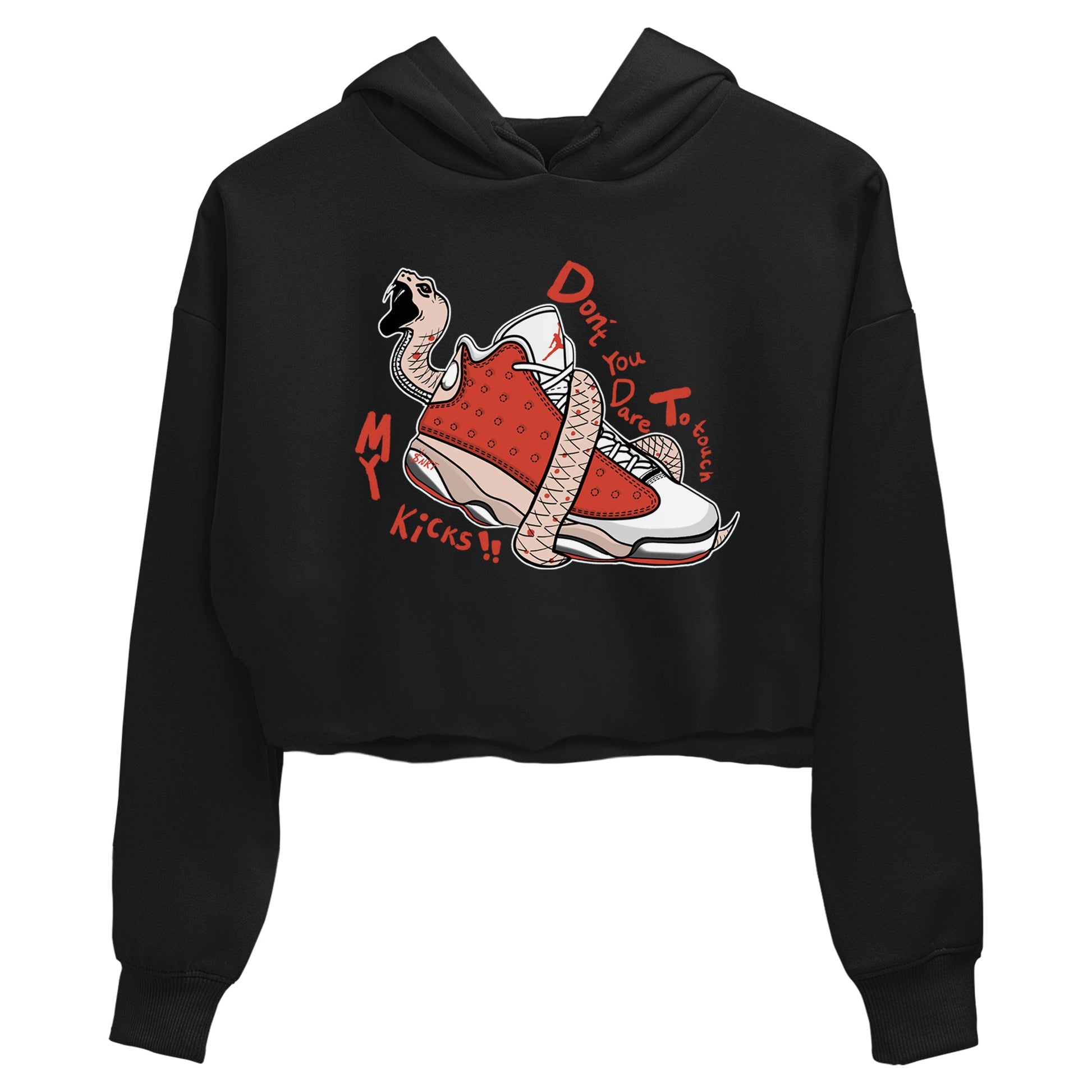 13s Dune Red shirts to match jordans Don't Touch My Kicks sneaker match tees Air Jordan 13 Dune Red SNRT Sneaker Tees streetwear brand Black 2 crop tee