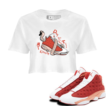13s Dune Red shirts to match jordans Don't Touch My Kicks sneaker match tees Air Jordan 13 Dune Red SNRT Sneaker Tees streetwear brand White 1 crop tee