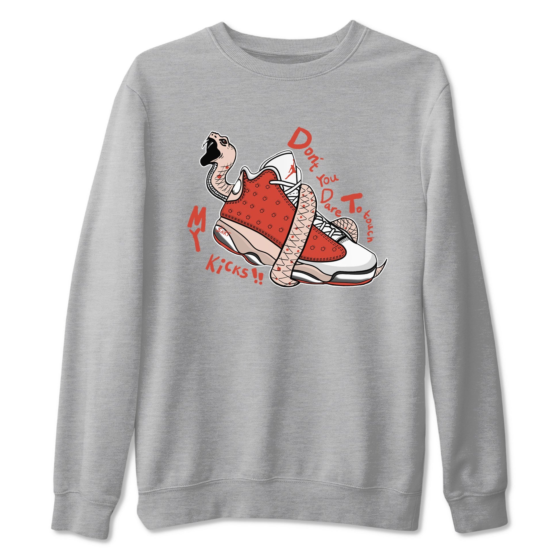 13s Dune Red shirts to match jordans Don't Touch My Kicks sneaker match tees Air Jordan 13 Dune Red SNRT Sneaker Tees streetwear brand Heather Grey 2 unisex cotton tee