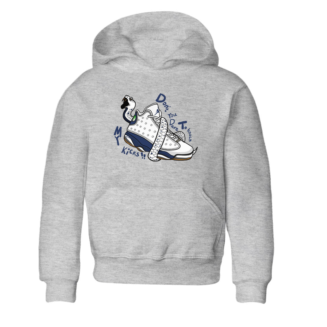 13s Midnight Navy shirts to match jordans Don't Touch My Kicks sneaker match tees Air Jordan 13 Midnight Navy SNRT Sneaker Release Tees Youth Baby Heather Grey 2 crew neck shirts