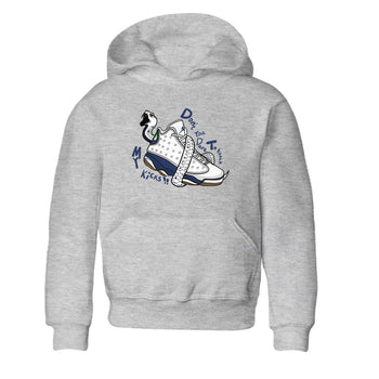 13s Midnight Navy shirts to match jordans Don't Touch My Kicks sneaker match tees Air Jordan 13 Midnight Navy SNRT Sneaker Release Tees Youth Baby Heather Grey 2 crew neck shirts