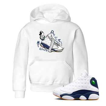 13s Midnight Navy shirts to match jordans Don't Touch My Kicks sneaker match tees Air Jordan 13 Midnight Navy SNRT Sneaker Release Tees Youth Baby White 1 crew neck shirts