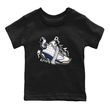 13s Midnight Navy shirts to match jordans Don't Touch My Kicks sneaker match tees Air Jordan 13 Midnight Navy SNRT Sneaker Release Tees Youth Baby Black 2 crew neck shirts