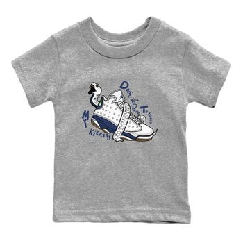 13s Midnight Navy shirts to match jordans Don't Touch My Kicks sneaker match tees Air Jordan 13 Midnight Navy SNRT Sneaker Release Tees Youth Baby Heather Grey 2 crew neck shirts