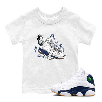 13s Midnight Navy shirts to match jordans Don't Touch My Kicks sneaker match tees Air Jordan 13 Midnight Navy SNRT Sneaker Release Tees Youth Baby White 1 crew neck shirts