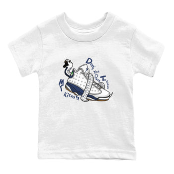 13s Midnight Navy shirts to match jordans Don't Touch My Kicks sneaker match tees Air Jordan 13 Midnight Navy SNRT Sneaker Release Tees Youth Baby White 2 crew neck shirts