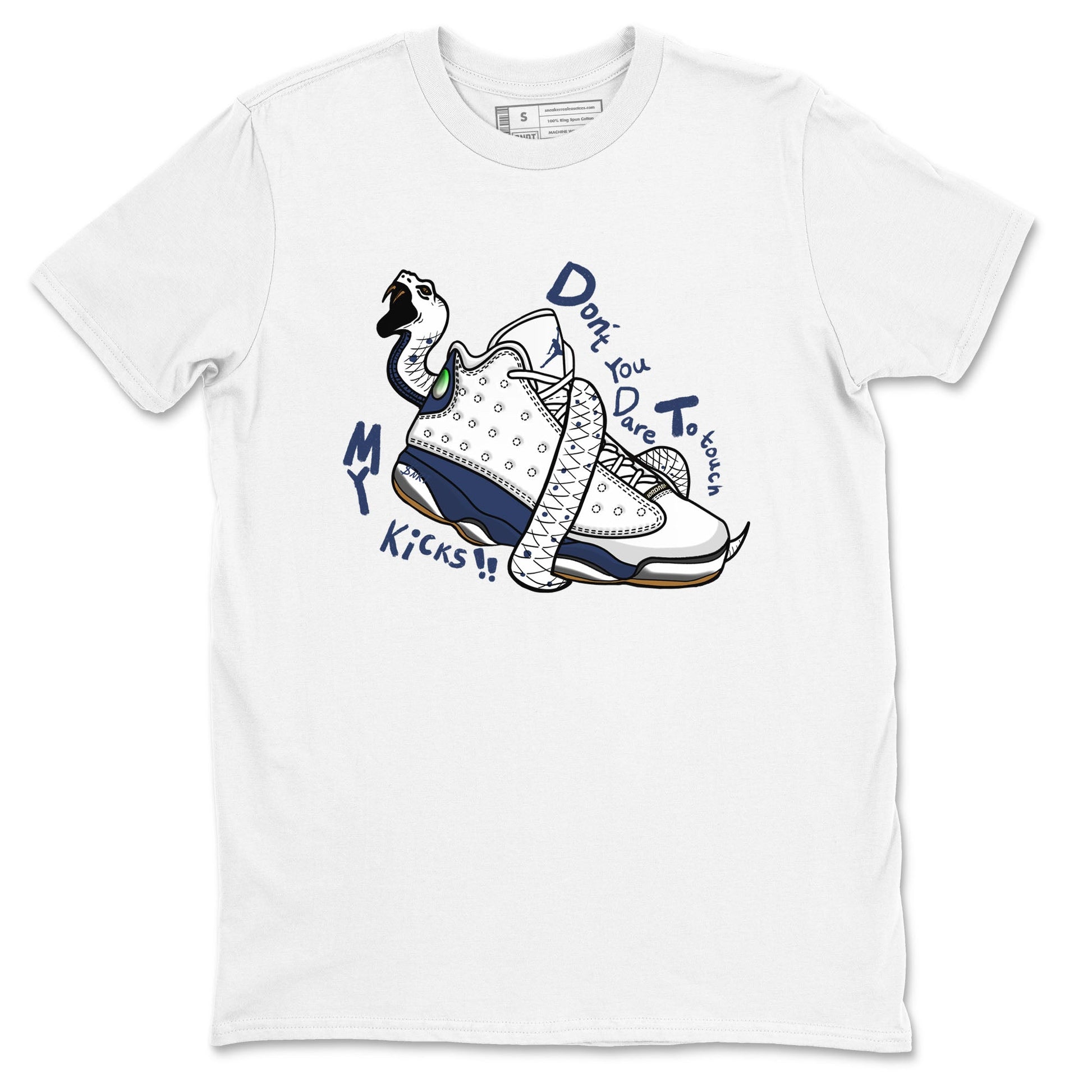 13s Midnight Navy shirts to match jordans Don't Touch My Kicks sneaker match tees Air Jordan 13 Midnight Navy SNRT Sneaker Release Tees unisex cotton White 2 crew neck shirts