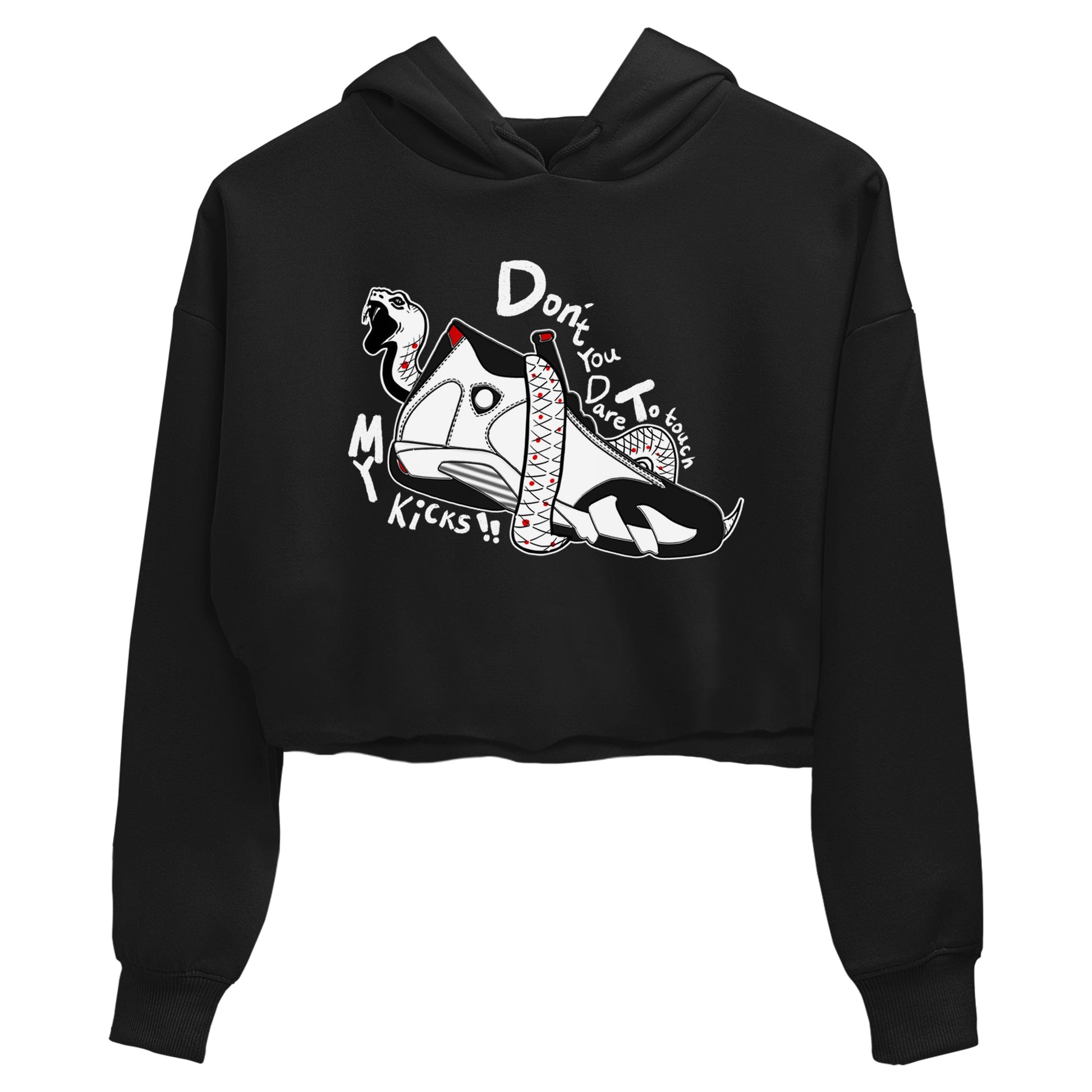 Air Jordan 14 Black Toe t shirts to match sneakers Don't Touch My Kicks sneaker match tees 14s Black Toe sneaker match tee SNRT Sneaker Tees unisex cotton Black 2 crop tee