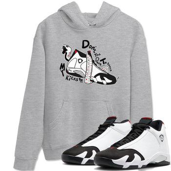 Air Jordan 14 Black Toe t shirts to match sneakers Don't Touch My Kicks sneaker match tees 14s Black Toe sneaker match tee SNRT Sneaker Tees unisex cotton Heather Grey 1 shirts