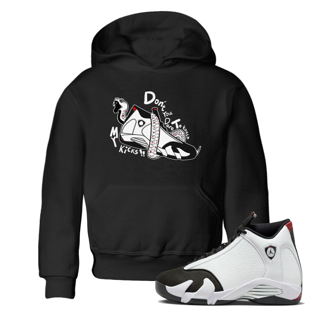 Air Jordan 14 Black Toe t shirts to match sneakers Don't Touch My Kicks sneaker match tees 14s Black Toe sneaker match tee SNRT Sneaker Tees Youth Baby Black 1 tee