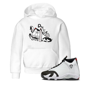 Air Jordan 14 Black Toe t shirts to match sneakers Don't Touch My Kicks sneaker match tees 14s Black Toe sneaker match tee SNRT Sneaker Tees Youth Baby White 1 tee