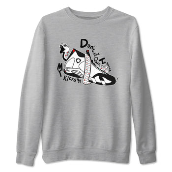 Air Jordan 14 Black Toe t shirts to match sneakers Don't Touch My Kicks sneaker match tees 14s Black Toe sneaker match tee SNRT Sneaker Tees unisex cotton Heather Grey 2 shirts