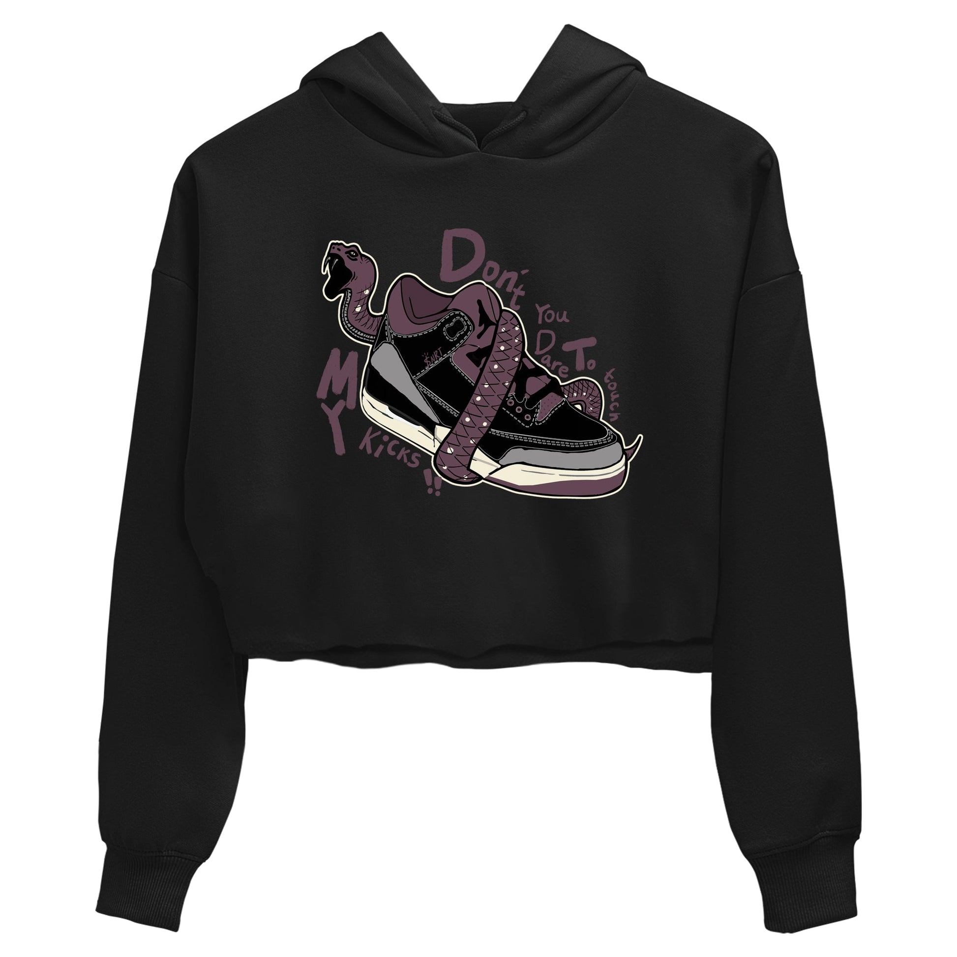 AJ3 A Ma Maniere x Black shirts to match jordans Don't Touch My Kicks sneaker match tees A Ma Maniere x Air Jordan 3 “Black” SNRT Sneaker Tees streetwear brand Black 2 crop tee