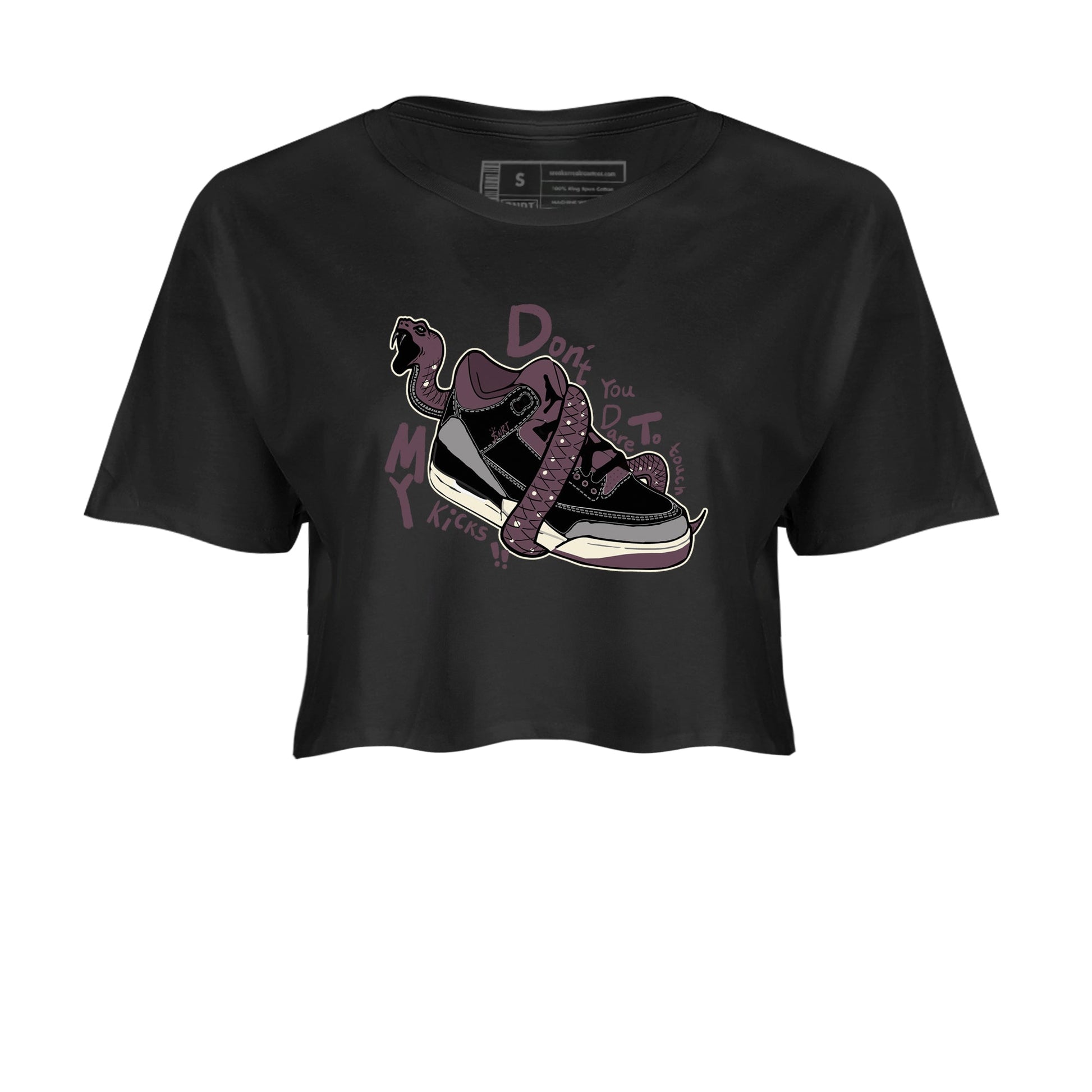 AJ3 A Ma Maniere x Black shirts to match jordans Don't Touch My Kicks sneaker match tees A Ma Maniere x Air Jordan 3 “Black” SNRT Sneaker Tees streetwear brand Black 2 crop tee