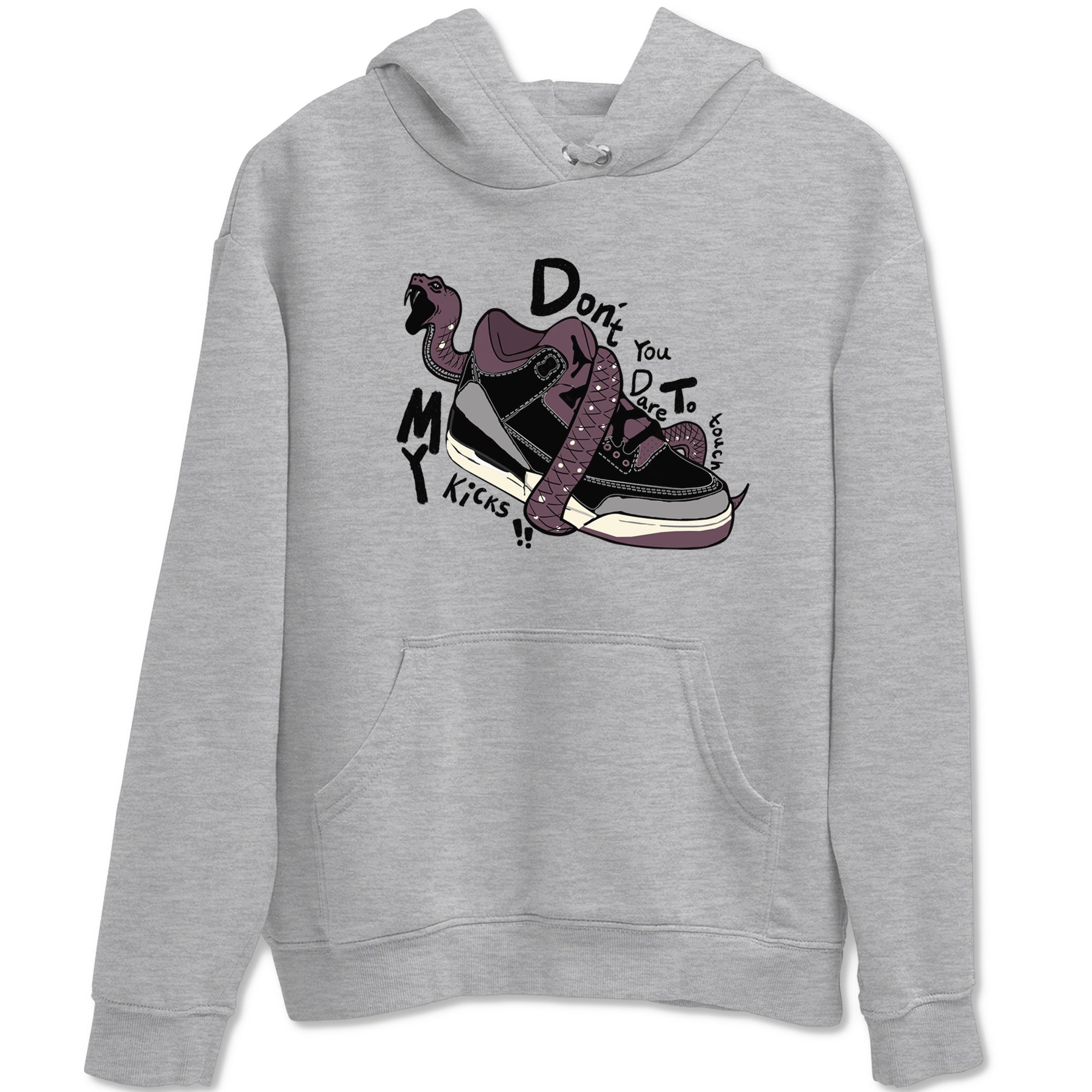 AJ3 A Ma Maniere x Black shirts to match jordans Don't Touch My Kicks sneaker match tees A Ma Maniere x Air Jordan 3 “Black” SNRT Sneaker Tees streetwear brand Heather Grey 2 unisex cotton tee