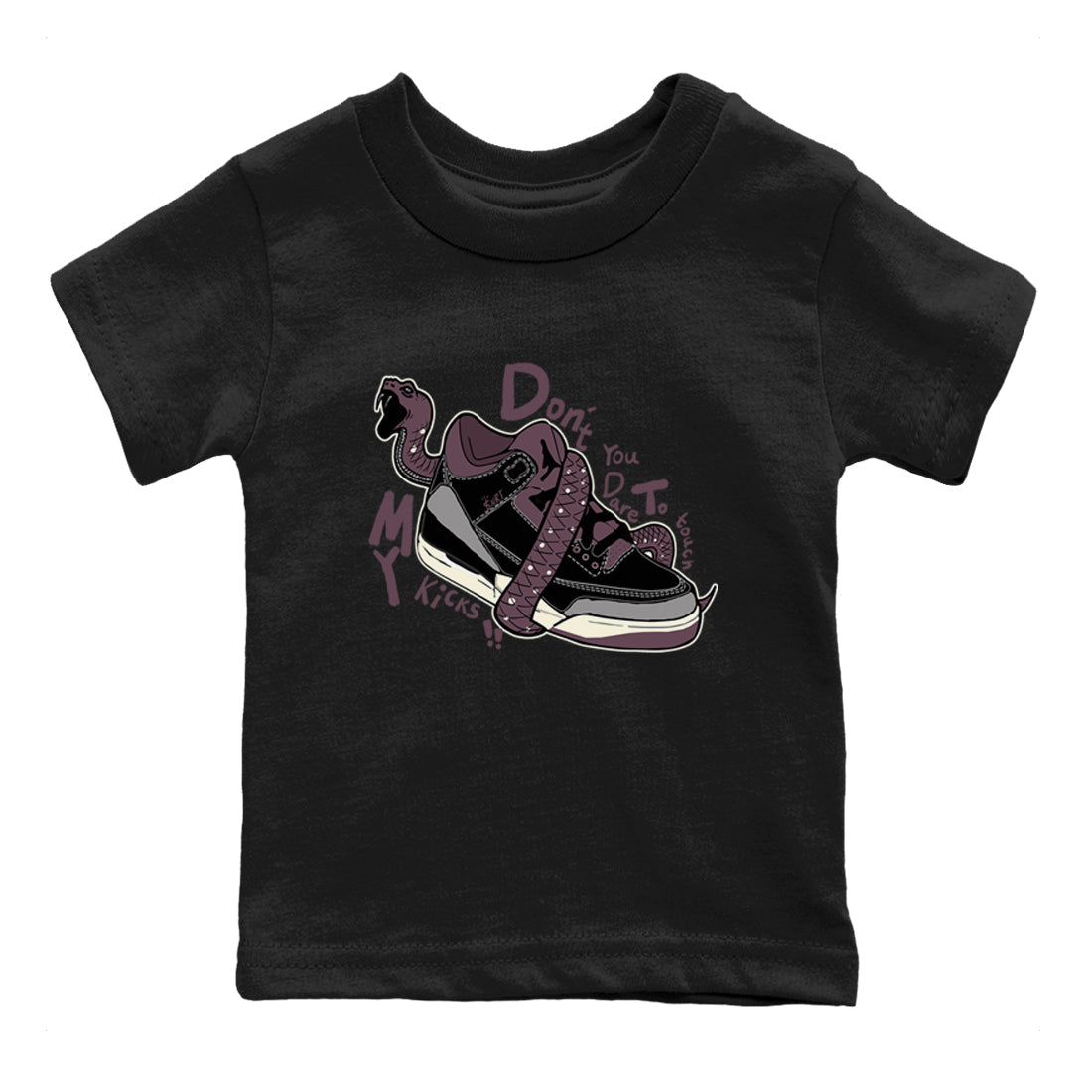 AJ3 A Ma Maniere x Black shirts to match jordans Don't Touch My Kicks sneaker match tees A Ma Maniere x Air Jordan 3 “Black” SNRT Sneaker Tees streetwear brand Baby and Youth Black 2 cotton tee