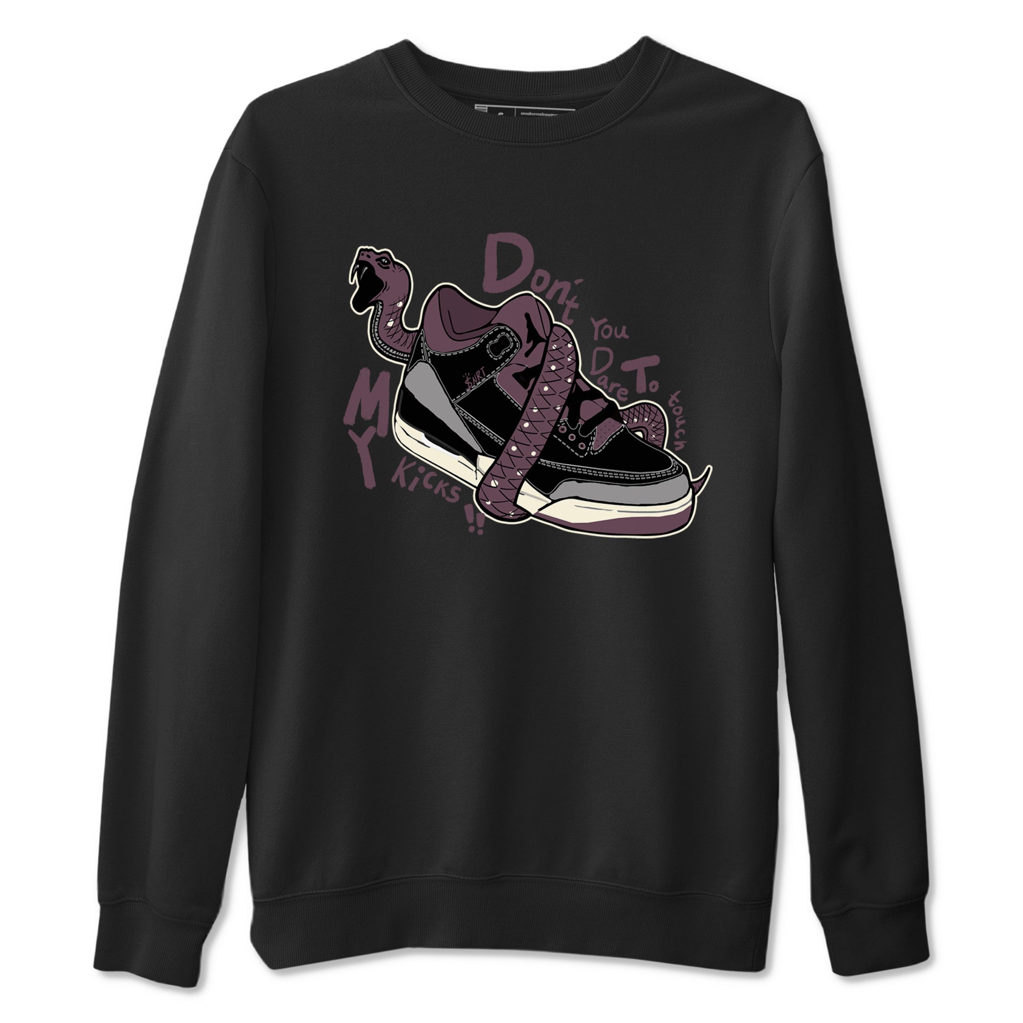 AJ3 A Ma Maniere x Black shirts to match jordans Don't Touch My Kicks sneaker match tees A Ma Maniere x Air Jordan 3 “Black” SNRT Sneaker Tees streetwear brand Black 2 unisex cotton tee