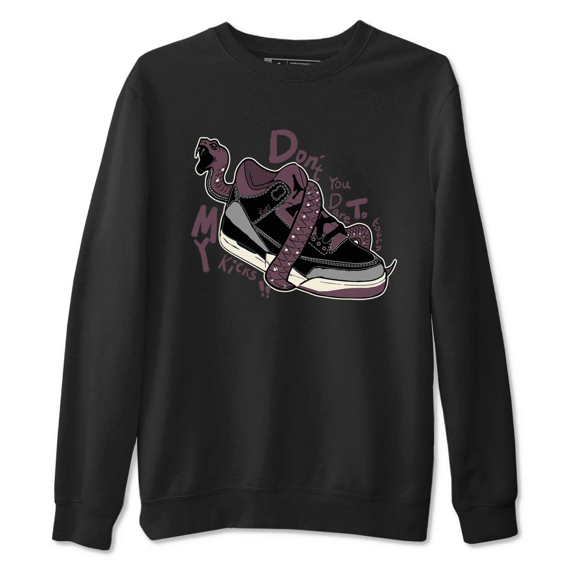 AJ3 A Ma Maniere x Black shirts to match jordans Don't Touch My Kicks sneaker match tees A Ma Maniere x Air Jordan 3 “Black” SNRT Sneaker Tees streetwear brand Black 2 unisex cotton tee