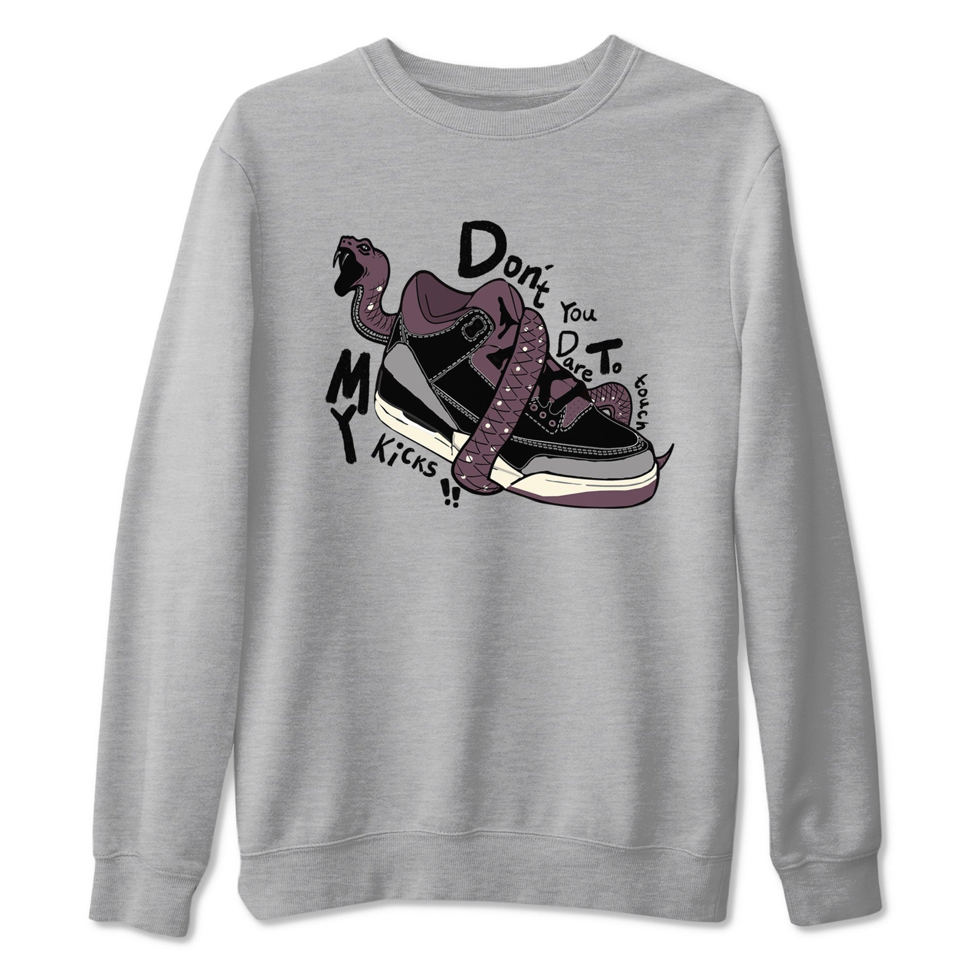 AJ3 A Ma Maniere x Black shirts to match jordans Don't Touch My Kicks sneaker match tees A Ma Maniere x Air Jordan 3 “Black” SNRT Sneaker Tees streetwear brand Heather Grey 2 unisex cotton tee