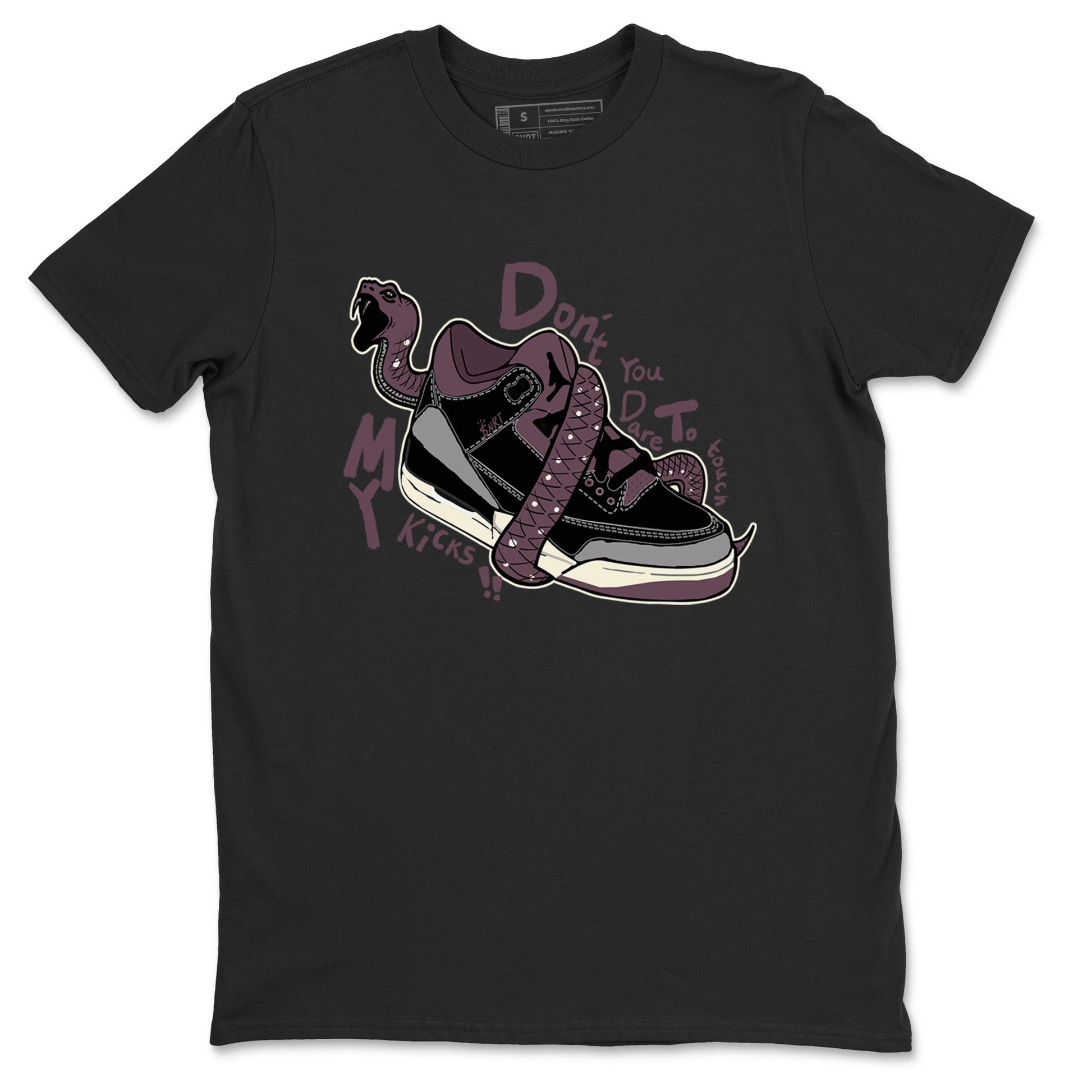 AJ3 A Ma Maniere x Black shirts to match jordans Don't Touch My Kicks sneaker match tees A Ma Maniere x Air Jordan 3 “Black” SNRT Sneaker Tees streetwear brand Black 2 unisex cotton tee