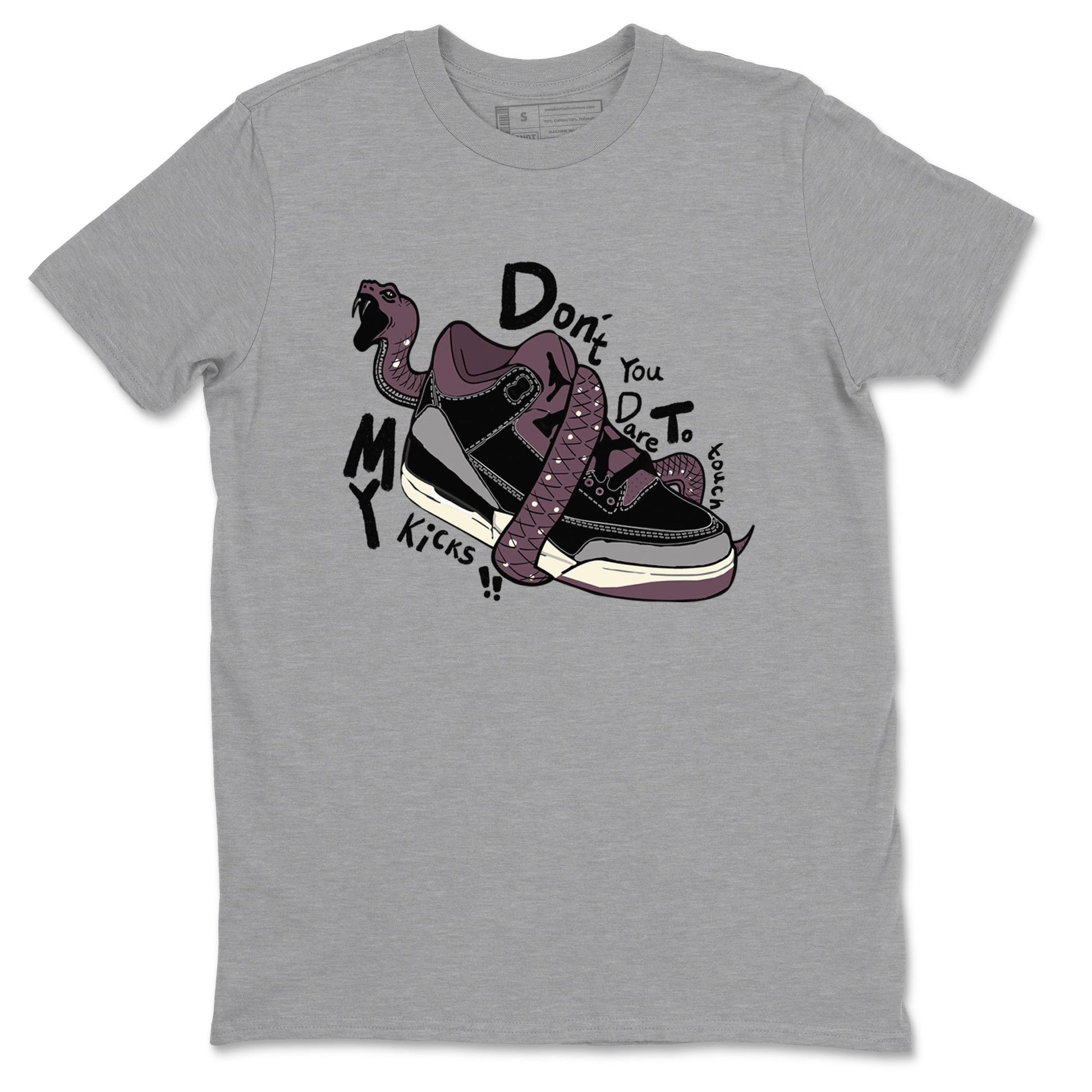 AJ3 A Ma Maniere x Black shirts to match jordans Don't Touch My Kicks sneaker match tees A Ma Maniere x Air Jordan 3 “Black” SNRT Sneaker Tees streetwear brand Heather Grey 2 unisex cotton tee