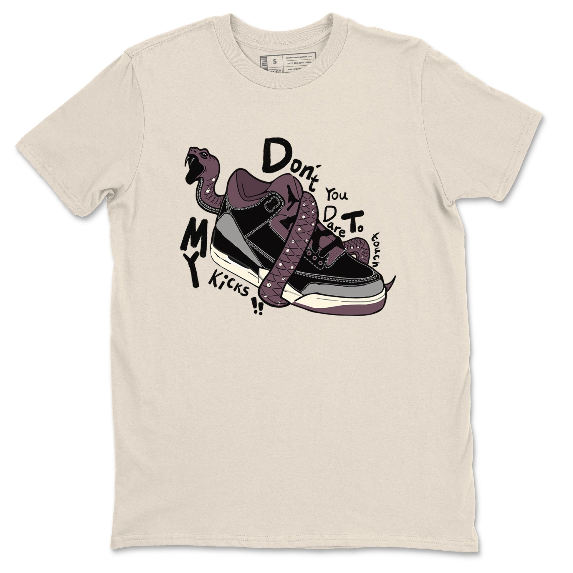 AJ3 A Ma Maniere x Black shirts to match jordans Don't Touch My Kicks sneaker match tees A Ma Maniere x Air Jordan 3 “Black” SNRT Sneaker Tees streetwear brand Natural 2 unisex cotton tee