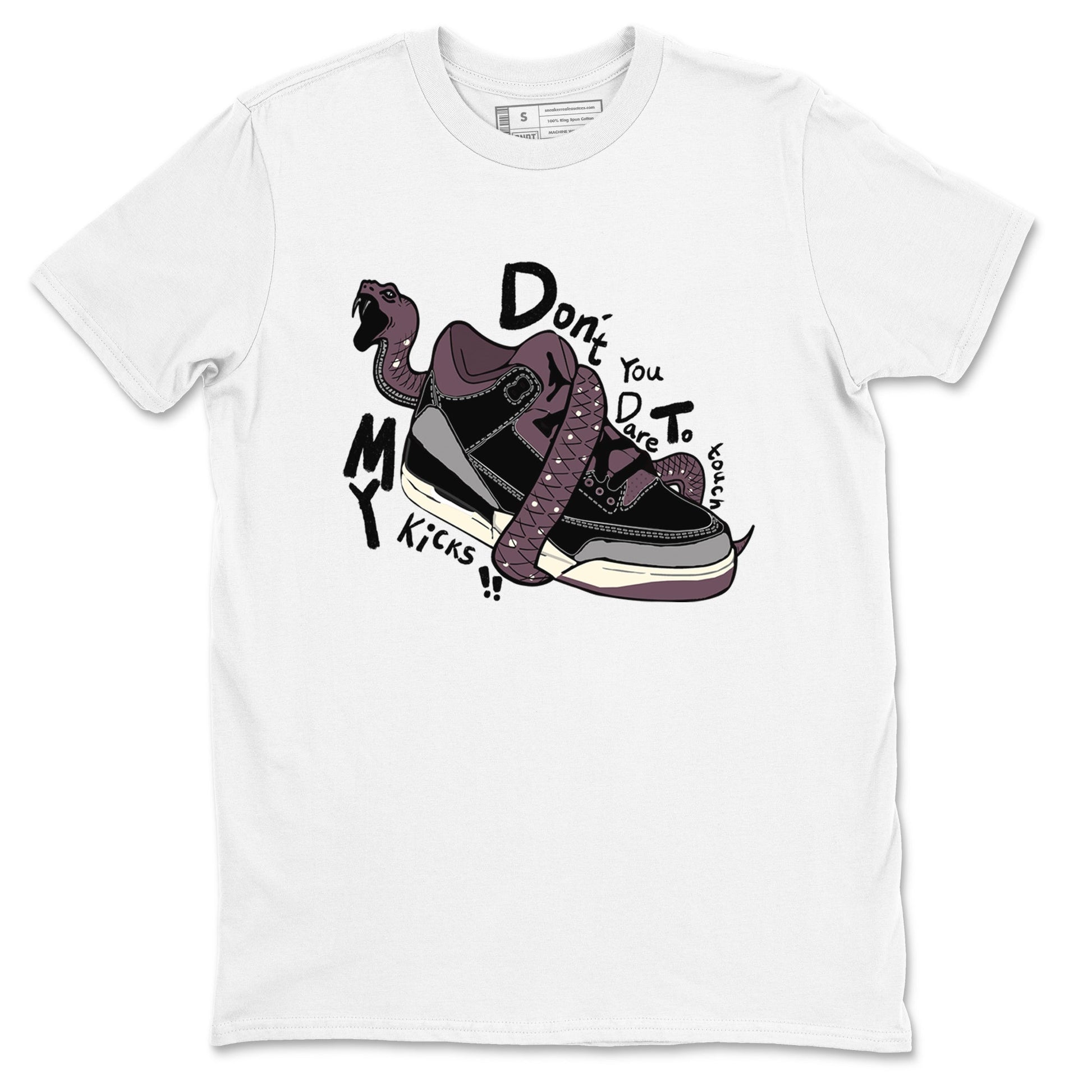 AJ3 A Ma Maniere x Black shirts to match jordans Don't Touch My Kicks sneaker match tees A Ma Maniere x Air Jordan 3 “Black” SNRT Sneaker Tees streetwear brand White 2 unisex cotton tee
