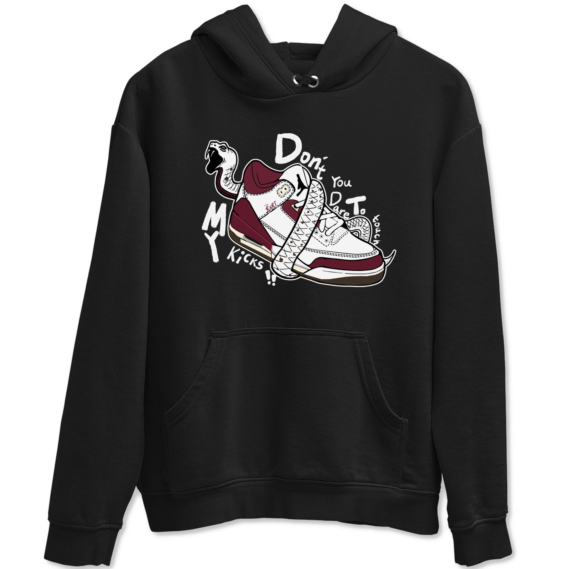 3s A Ma Maniere x Burgundy Crush shirts to match jordans Don't Touch My Kicks sneaker match teesA Ma Maniére x Air Jordan 3 "Burgundy Crush" SNRT Sneaker Tees streetwear brand Black 2 unisex cotton tee