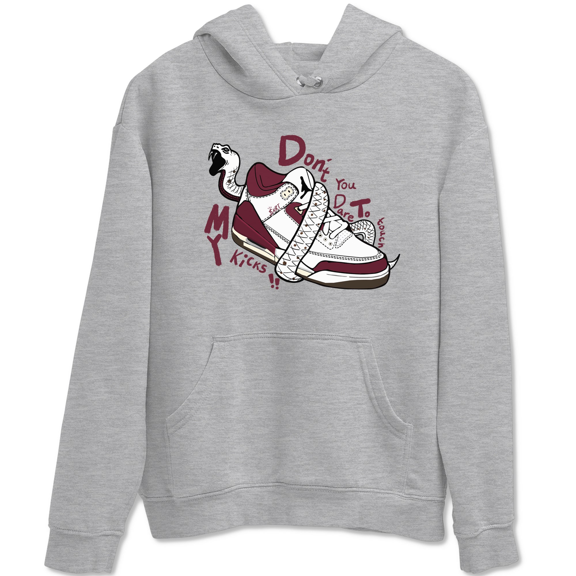 3s A Ma Maniere x Burgundy Crush shirts to match jordans Don't Touch My Kicks sneaker match teesA Ma Maniére x Air Jordan 3 "Burgundy Crush" SNRT Sneaker Tees streetwear brand Heather Grey 2 unisex cotton tee