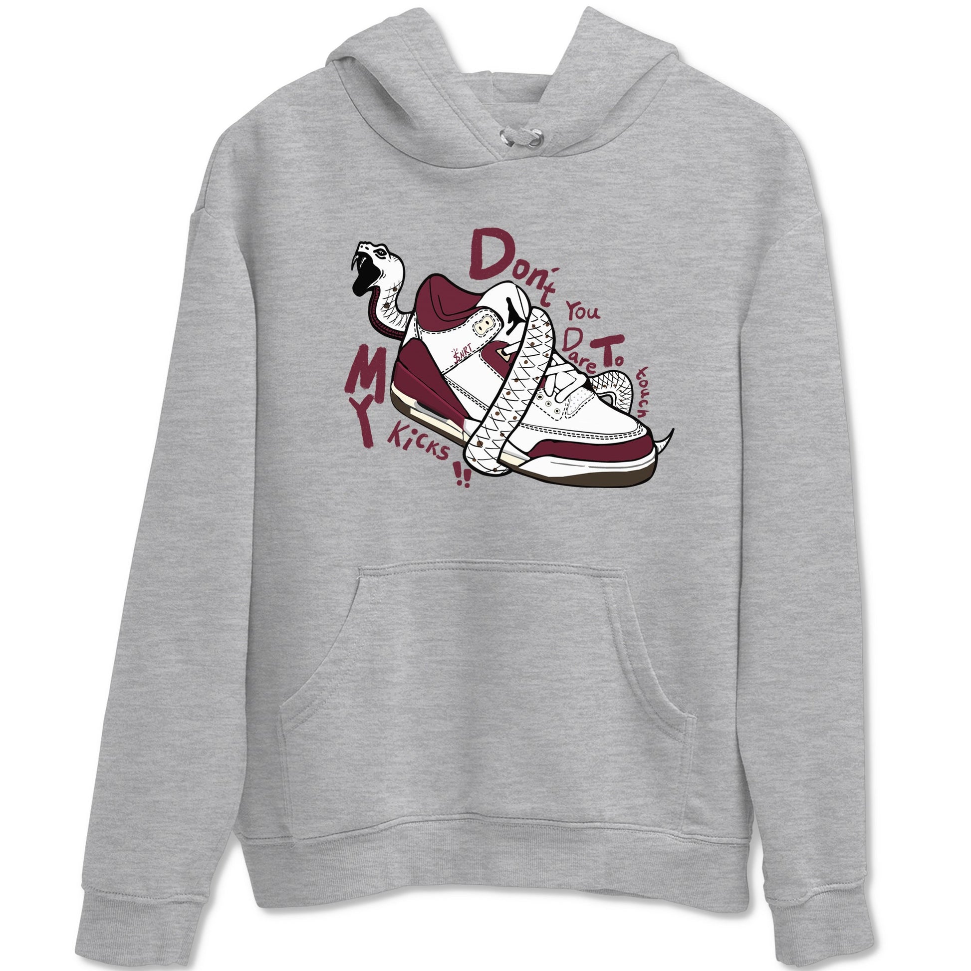 3s A Ma Maniere x Burgundy Crush shirts to match jordans Don't Touch My Kicks sneaker match teesA Ma Maniére x Air Jordan 3 "Burgundy Crush" SNRT Sneaker Tees streetwear brand Heather Grey 2 unisex cotton tee
