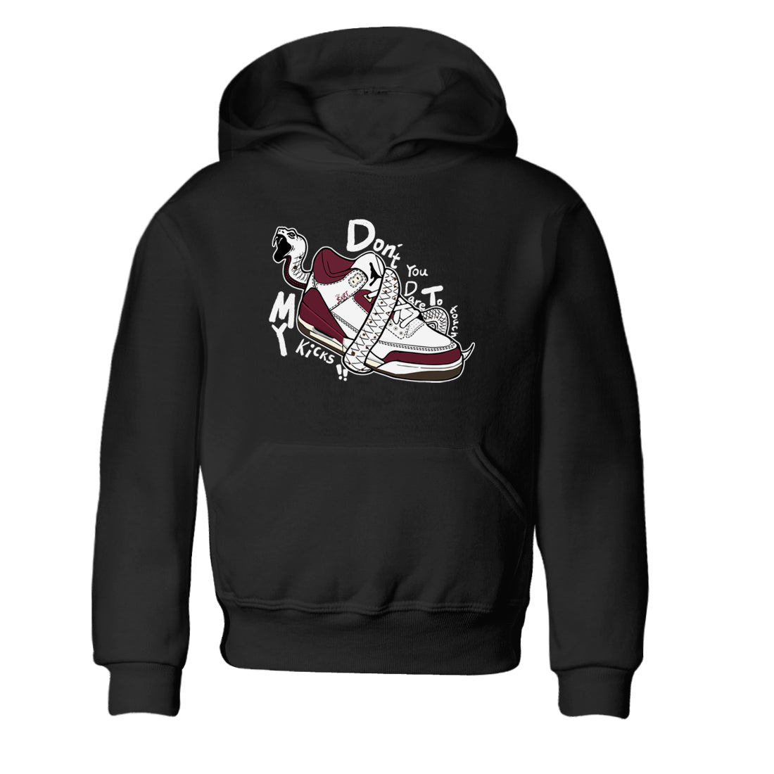 3s A Ma Maniere x Burgundy Crush shirts to match jordans Don't Touch My Kicks sneaker match teesA Ma Maniére x Air Jordan 3 "Burgundy Crush" SNRT Sneaker Tees streetwear brand Baby and Youth Black 2 cotton tee