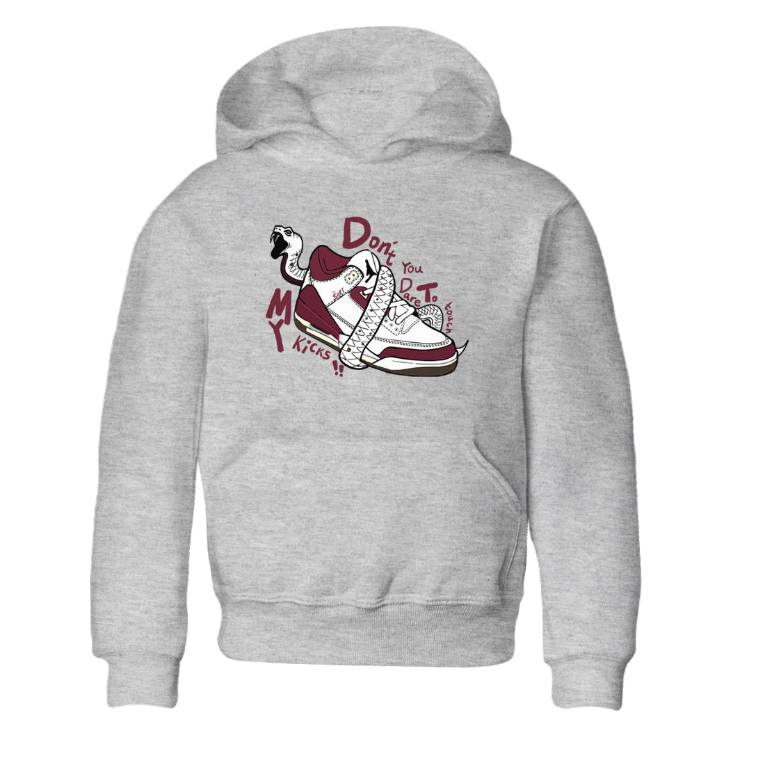 3s A Ma Maniere x Burgundy Crush shirts to match jordans Don't Touch My Kicks sneaker match teesA Ma Maniére x Air Jordan 3 "Burgundy Crush" SNRT Sneaker Tees streetwear brand Baby and Youth Heather Grey 2 cotton tee