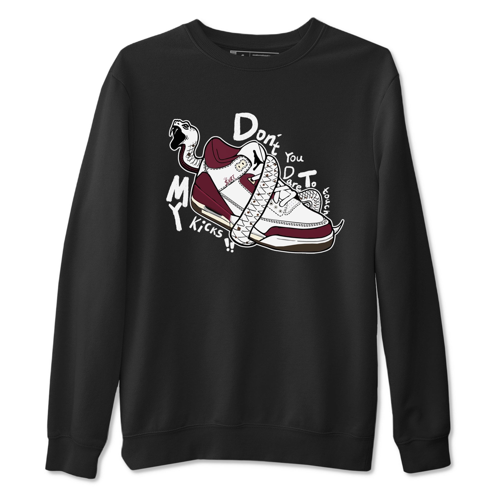 3s A Ma Maniere x Burgundy Crush shirts to match jordans Don't Touch My Kicks sneaker match teesA Ma Maniére x Air Jordan 3 "Burgundy Crush" SNRT Sneaker Tees streetwear brand Black 2 unisex cotton tee