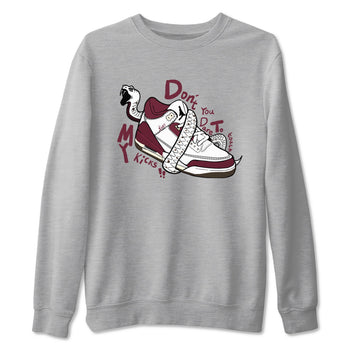 3s A Ma Maniere x Burgundy Crush shirts to match jordans Don't Touch My Kicks sneaker match teesA Ma Maniére x Air Jordan 3 "Burgundy Crush" SNRT Sneaker Tees streetwear brand Heather Grey 2 unisex cotton tee