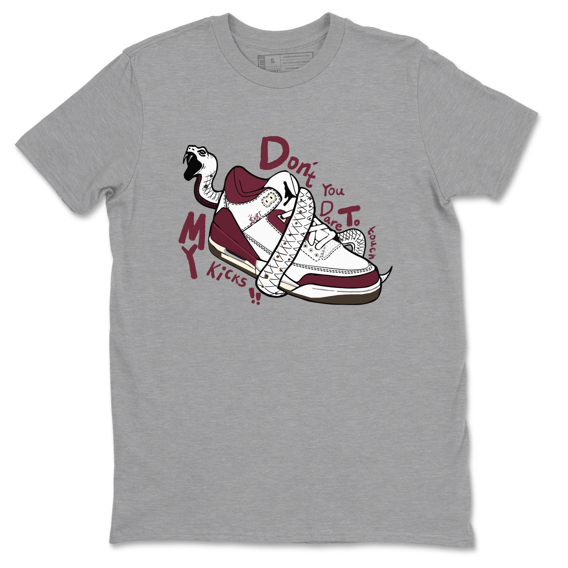 3s A Ma Maniere x Burgundy Crush shirts to match jordans Don't Touch My Kicks sneaker match teesA Ma Maniére x Air Jordan 3 "Burgundy Crush" SNRT Sneaker Tees streetwear brand Heather Grey 2 unisex cotton tee