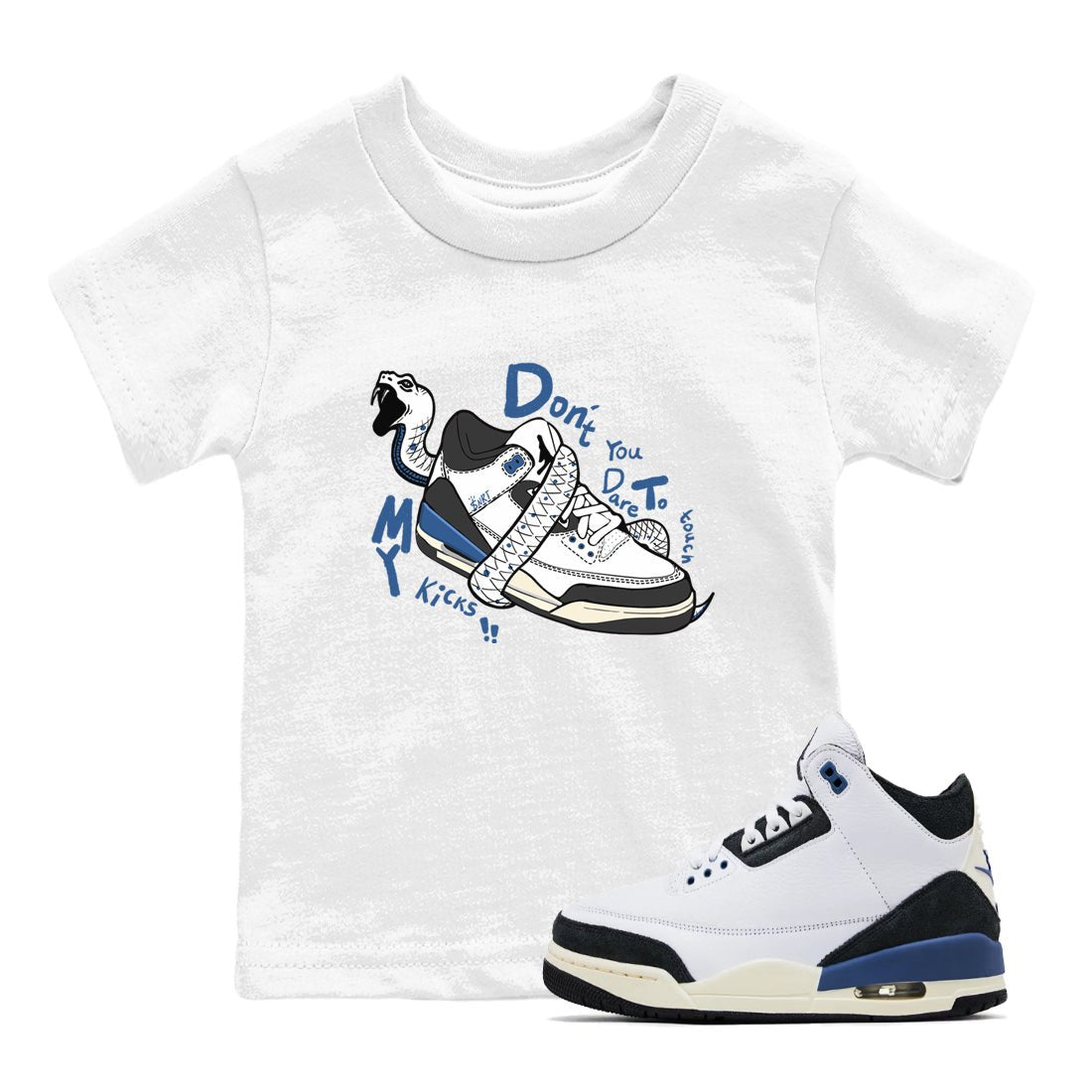 3s For The Love to match jordans Don't Touch My Kicks sneaker match tees A Ma Maniere For The Love match shoes to clothes SNRT Sneaker Tees Youth Baby White 1 tee