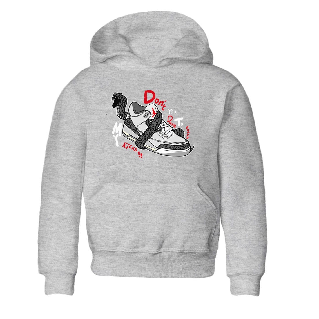 3s Cement Grey shirts to match jordans Don't Touch My Kicks sneaker match tees Air Jordan 3 Cement Grey SNRT Sneaker Release Tees Youth Baby Heather Grey 2 crew neck shirts