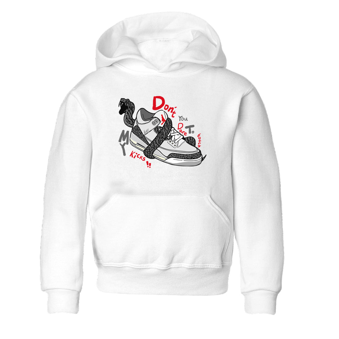 3s Cement Grey shirts to match jordans Don't Touch My Kicks sneaker match tees Air Jordan 3 Cement Grey SNRT Sneaker Release Tees Youth Baby White 2 crew neck shirts