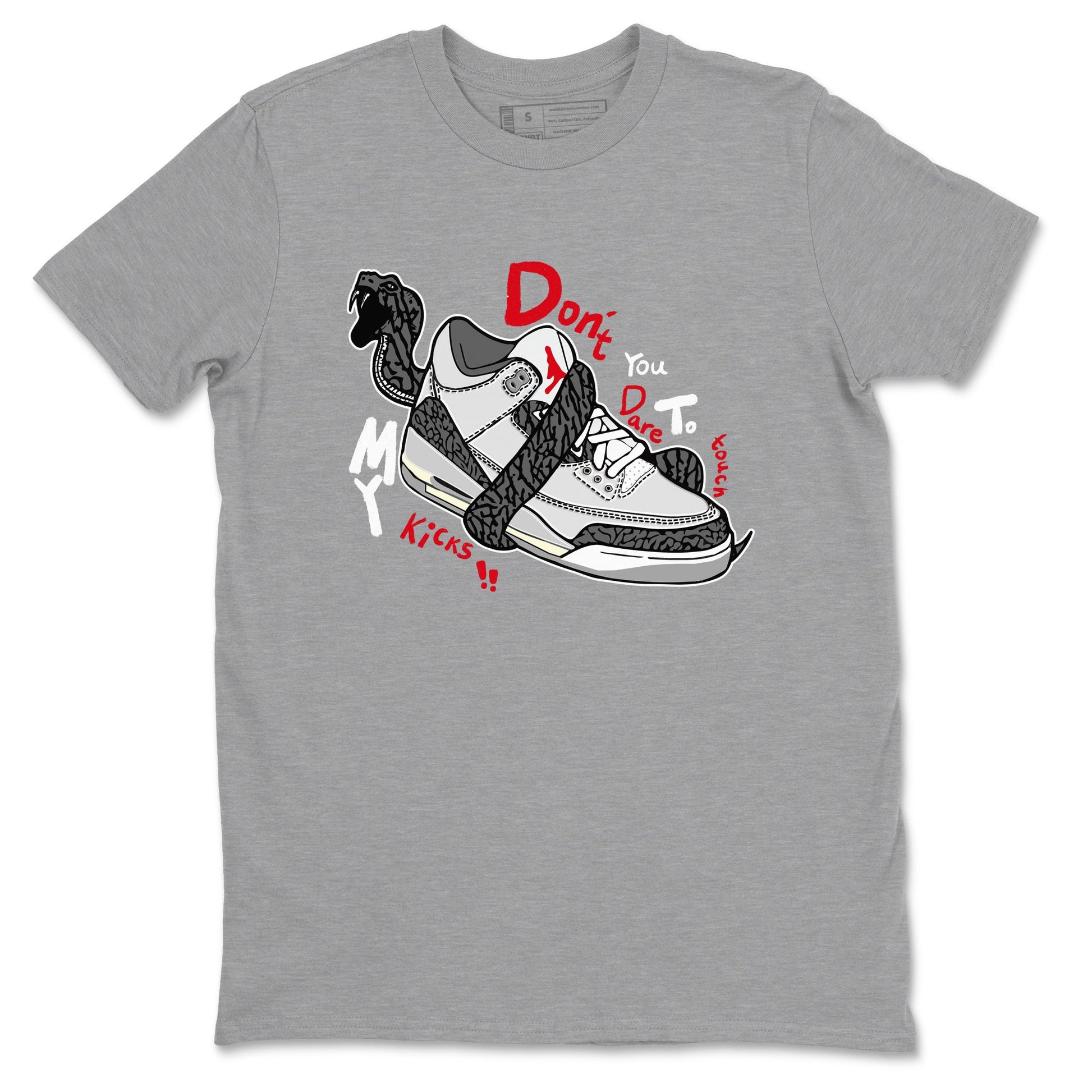 3s Cement Grey shirts to match jordans Don't Touch My Kicks sneaker match tees Air Jordan 3 Cement Grey SNRT Sneaker Release Tees unisex cotton Heather Grey 2 crew neck shirts