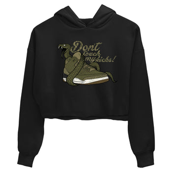 Sneaker Threads – Sneaker Tees To Match Air Jordan 3 Medium Olive – Don't Touch My Kicks Crop Tee Black 2. Perfect for Jordan releases 2025 colorways.