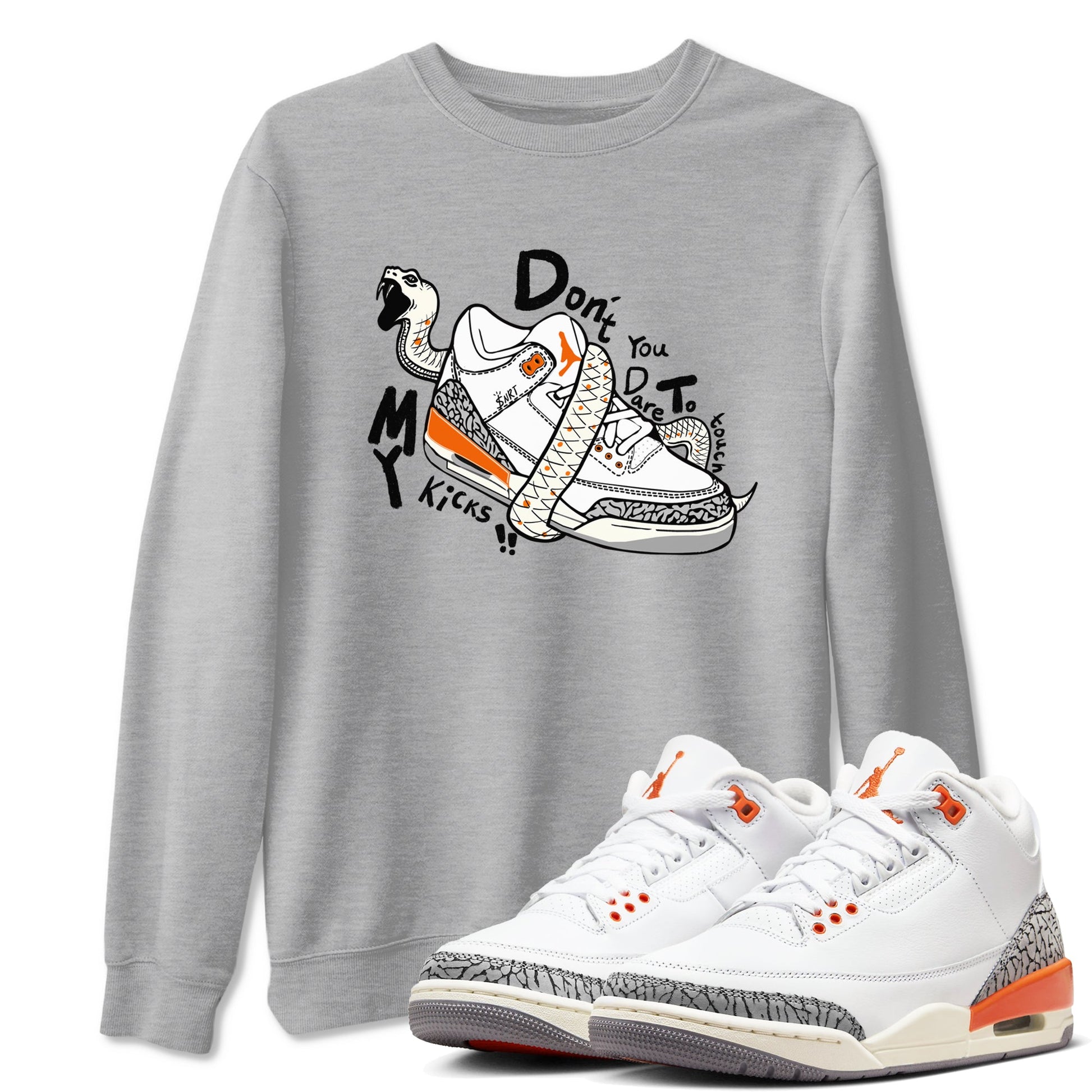 3s Georgia Peach shirt to match jordans Don't Touch My Kicks sneaker tees Air Jordan 3 Georgia Peach SNRT Sneaker Release Tees unisex cotton Heather Grey 1 crew neck shirt