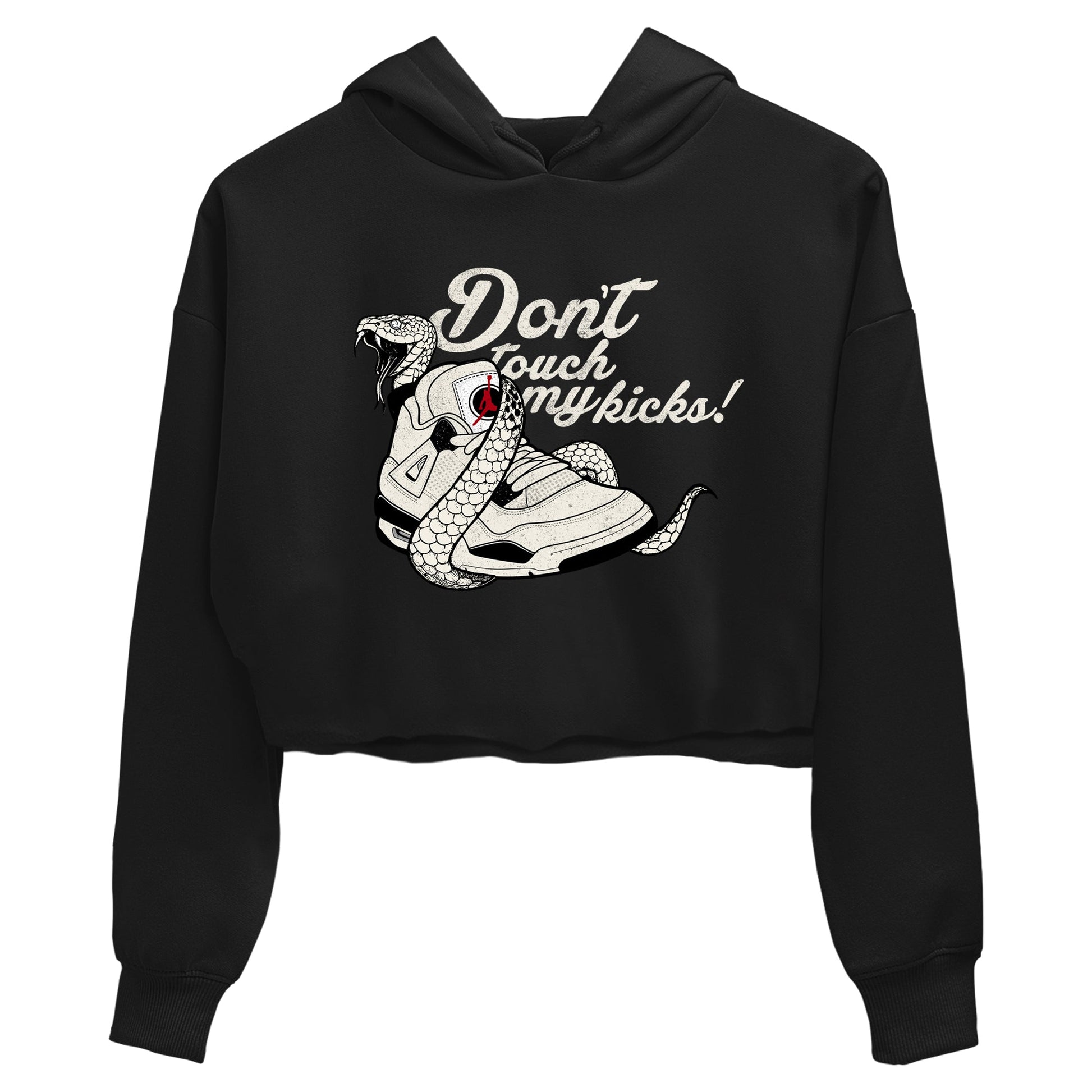 Sneaker match tees – Sneaker Tees To Match Air Jordan 4 Flight Club Shoes – Don't Touch My Kicks Crop T-Shirt Black 2